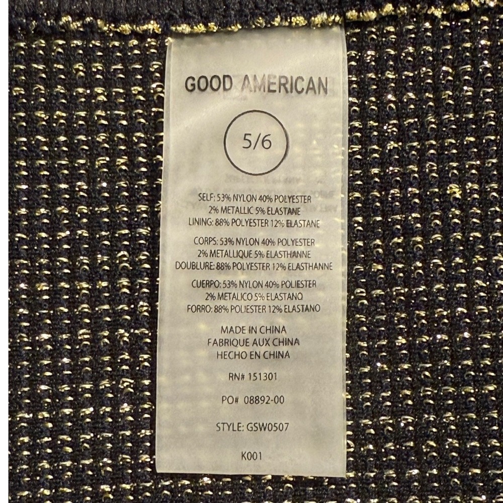 Good‎ American Always Fits Sculpt Bikini Bottoms Black001 Metallic 5/6 XL/XXL - Picture 4 of 6